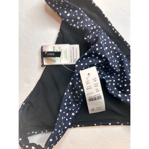NWT J.Crew Bikini Bottoms Womens Navy Blue Polka‎ Dot High Legs Curved Size XXS - Picture 4 of 8